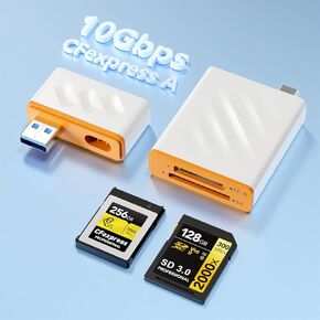 4 in 1 CFExpress A Card Reader - 10Gbps USB C&USB A CFexpress Type A Card Reader for CFexpress Type A+SD 3.0 Card Reader Simultaneously, CFexpress Adapter Memory Card Reader for Wins/Mac/Linux/Android