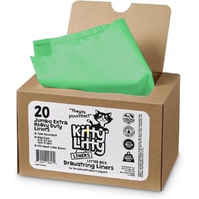 Heavy Duty Jumbo Cat Litter Box Liners 20 Count Cat Waste Liners Green Color