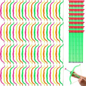 80 Pack Plastic Bow and Arrow Set Mini Bow Arrow Toy Archery Shooter Game for Kids Boys Girls Indoor Outdoor Play, 4 Random Colors