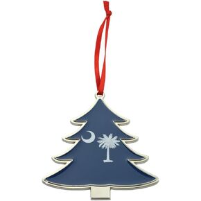 South Carolina Palmetto Flag State Shape Metal Christmas Ornament