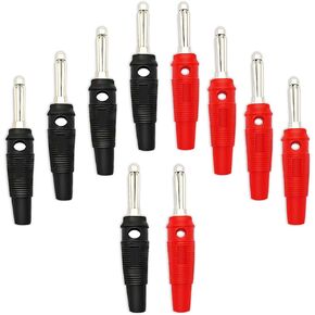 V TELESKY 10PCS 2 Colors 4mm Welded Banana Plug, Superimposable Connector Test Plug， DIY Banana Plug Connectors Adapters