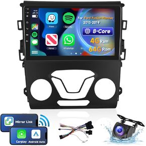 [8 CORE 4G+64G] Car Radio for Ford Fusion Mondeo 2013-2019 with Wireless Carplay/Android Auto, 9 Inch Android 13 IPS Touch Screen Car Stereo, Bluetooth, GPS Navi, WiFi, SWC, DSP + Backup Camera