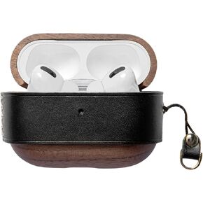 Leather Wooden Case Cover for Airpods Pro 2nd Generation Case Leather 2022 Handcrafted Designer Brown Genuine Italian Leather Compatible with iPod Pro Case Retro Style for Women Men (Brown)
