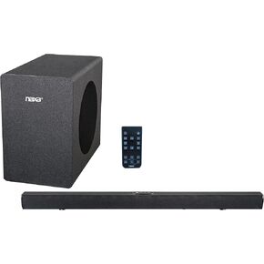 Naxa Electronics NHS-2050 37-inch Bluetooth Sound Bar and Wireless Subwoofer Home Theater, 40W RMS: 20W x Sound Bar, 20W x Subwoofer, Optical Digital Audio, RCA Stereo, and 3.5mm AUX Inputs, Black