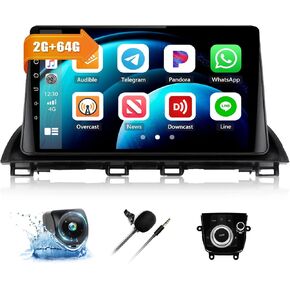 2G+64G Car Stereo Radio for Mazda 3 Axela 2014-2019 Android 13 Radio with Wireless CarPlay Android Auto 9" Touch Screen Head Unit with HiFi GPS Navigation Bluetooth WiFi FM RDS Radio Backup Camera