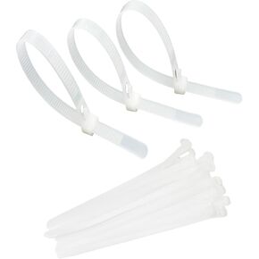100 Pcs Reusable Zip Ties 0.3 x 8 inch Adjustable Heavy Duty Outdoor UV Resistant Nylon 66 Zipper Straps Bundling for Cable Wire,String Lights and Tailored for any task,White