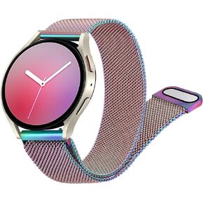 AK Metal Band Compatible with Samsung Galaxy Watch Active 2 Band 40mm 44mm / Galaxy Watch Active, 20mm Stainless Steel Mesh Loop Magnetic Replacement Bracelet Strap for Galaxy Watch 3 41mm / Galaxy Watch 42mm