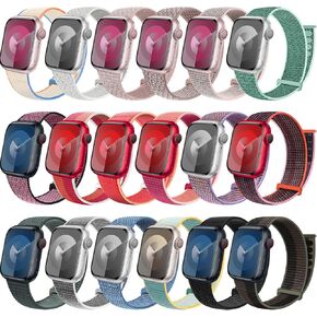 18 Pack Sport Band Compatible with Apple Watch Ultra 2 1 Band 38mm 40mm 41mm 42mm 44mm 45mm 49mm for Men Women, Adjustable Replacement Strap for iWatch Series 10 9 8 7 6 5 4 3 2 1