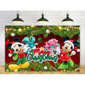 Christmas Backdrop for Mickey Mouse Christmas Party Decorations Christmas Background for Party Cake Table Decorations Xmas Theme Banner 5x3ft