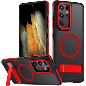 for Samsung Galaxy S21 Ultra Case, [Compatible with MagSafe], Adjustable Kickstand,Military Grade Drop Tested, Translucent Matte Phone Case for Galaxy S21 Ultra Case (Black)