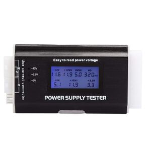LCD PC Computer 20/24Pin ATX SATA Power Supply Tester for Floppy HDD COROM SATA 4pin (P4) (Dual CPU) 6pin (PCI E) Connector