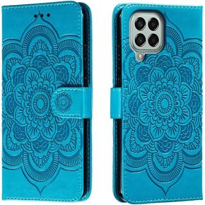 for Samsung Galaxy A22 4G / M32 4G / M22 4G Case Wallet with Card Holder Kickstand Magnetic Soft Leather Flip Fold Case for Samsung A22 4G Cover (Blue)
