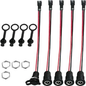 5PCS DC Power Socket Electric Scooter Scooter Charging Port Plug Wire Waterproof Cap 5.5x2.1mm Threaded Female Connector for Electronics Digital Remote Control Communication Products