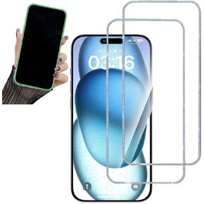 قطعتان من واقي الشاشة اللامع لهاتف iPhone 15 Pro Max، بدلة من الزجاج المقوى اللامع اللامع في الليل لهاتف iPhone 15 Pro Max 6.7 بوصة