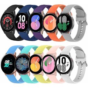 10 Color Bands Compatible with Samsung Galaxy Watch 4/5/6 Band 40mm 44mm, Galaxy Watch 6 4 Classic, Galaxy Watch 5 Pro, Galaxy Watch Active 2, 20mm Soft Silicone Strap for Women Men
