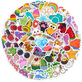 Cute Kawaii Stickers Aesthetic - 100 Pcs Waterproof Vinyl Vsco Assorted Stickers for Water Bottle, Laptop, Tumbler, Phone Case - Pastel Trendy Stickers for Kids, Girls & Adults