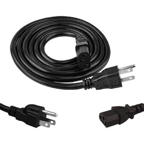Earthtec Monitor Computer AC Power Cord, Replacement 3 Prong 6 Ft & 10 Ft 18 AWG, 125 Volts, Black,2 Pack