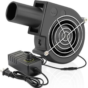 BBQ Blower Fan 97mm with 110V-240V AC Plug, 12V Variable Speed Centrifugal Fan for Charcoal Starter, Outdoor Camping, Picnic Cooking, Barbecue, Fireplace, Bellows, Wood Stove, Drying Boots