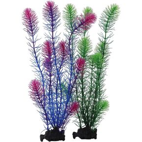 CNZ Aquarium Decor Fish Tank Decoration Ornament Artificial Plastic Plant Green 14-inch Green & Purple