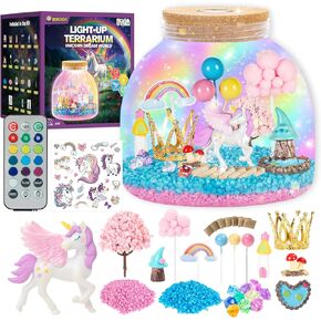 Unicorn Light Up Terrarium Kit for Kids - Create a Fantasy Unicorn World | Unicorn Toys for Girls, Science Kits, Arts and Crafts for Kids, Girls Toys Ages 4+, Kids Gifts