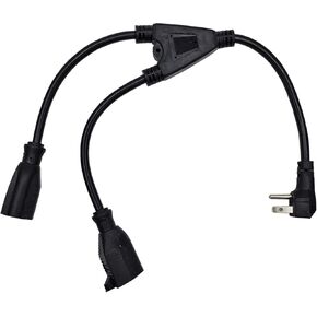 Power Cord Extension Y Splitter 1 to 2 Way Outlet Adapter 16AWG (3)