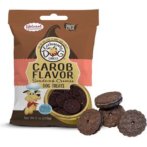 Exclusively Dog Cookies Sandwich Cremes, Carob Flavor Dog Treats, All-Natural, Vegetarian Dog Treats with Crunchy Cookie & Creamy Filling, Dog-Safe Carob, Nutrient-Rich, Made in USA, 8 oz
