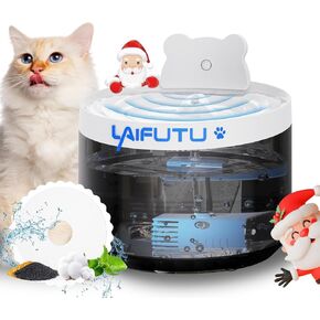 2.2L Cat Water Fountain, Automatic Pet Water Fountain, Ultra-Quiet Cat Drinking Fountain, Cat Fountain with Filter, Pet Fountain with LED Light and Water Level Window for Cats and Dogs