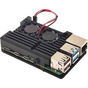 Raspberry Pi 4 Metal Case with Dual Fan, Raspberry Pi 4 Computer Model B Aluminum Alloy Passive Cooling Case Compatible with Raspberry Pi 4 Model B