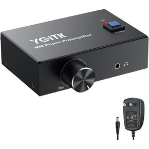 Phono Preamp for Turntable Pre Amplifier M/M with Level Volume Controls, RCA in & Out and 3.5mm interfaces Including Power Adapter