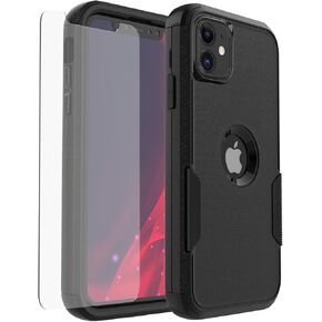 for iPhone 11 Case, Heavy Duty Protection 3-Layers Anti-Slip Full Body Protective Drop Protection Shockproof with 1 Screen Protector for Apple iPhone 11，Black