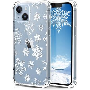 for iPhone 15 Pro Max Christmas Case Clear Women, Xmas Snowflake Design Slim Protection Shockproof Mobile Case Girls for iPhone 15 Pro Max Kids