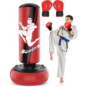 66'' Easter Inflatables Kids Punching Bag, Three-Tier Design Inflatable Boxing Bag Indoor Outdoor Dec, Toddler Punching Dummy Toys Easter Birthday Gifts for Boys Girls Practicing Karate MMA