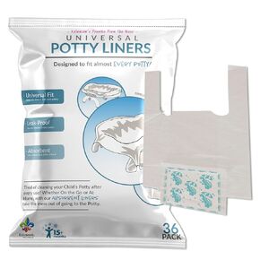 90 Count Kalencom Universal Potty Liners - Disposable Potty Bags for Toddlers - Absorbent and Leakproof - Compatible with Standard Toddler Potties and Travel Potties in Reclosable Packaging