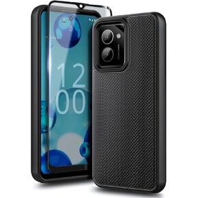 for HMD Vibe Phone Case with Tempered Glass Screen Protector, Full-Body Protective Dual Layer Hybrid Shockproof Phone Case for Nokia HMD Vibe N159V TA-1590 (Blue)