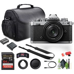 Nikon Z fc DX-Format Mirrorless Digital Camera with NIKKOR Z 28mm f/2.8 (SE) (Black) Bundle with Camera Bag + 64GB Memory Card + Cleaning Kit and More (Renewed)