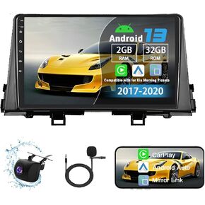 2GB+32GB Car Stereo Radio Compatible for Kia Morning Picanto 2017-2020, Slakerbe 9 Inch Touchscreen Wireless Carplay&Android Auto with Mirror Link Bluetooth GPS Navigation WiFi Backup Camera Mic