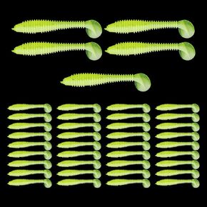Soft Swimbaits 2 Inches, Paddle Baits for Bass Trout Crappie, Strong Plastic Lure Swimmer for Saltwater Freshwater 50Pcs Yellow