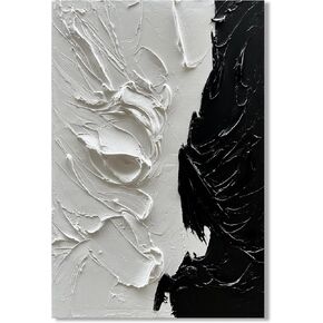 Art Hand-Painted Black and Gray wall Art Textured Oil Paintings Modern Abstract wall Art Home decor 24x60 Inches
