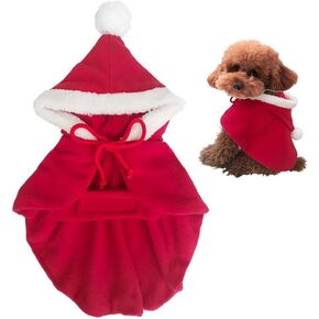 Leadigol Pet Cat Dog Christmas Costume Poncho Cape with Hat Santa Christmas Cat Clothes Cloak Cute Apparel for Cats and Puppy, Funny Christmas Pet Dress Up