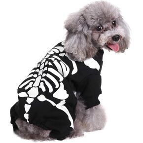 Halloween Costume for Pet Dogs Cats Spider/Skeleton Pet Costumes for Small Medium Large Dogs Party Costume Clothes Pet Jumpsuit Shirt Cosplay Dress Up Puppy Apparel (Large, Black Skull Skeleton)