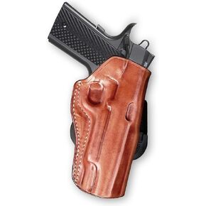 Premium Leather OWB Paddle Holster Open Top, Fits Rock Island M1911 A2 FS Tactical Full Rail 9/45 ACP 5" BBL, Right Hand Draw, Brown Color #1353#