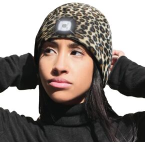 Headlightz by ROQ Innovation - Fleece Beanie Hat with LED Light - Cap for Winter Safety, Unisex Fits Men, Women, Kids Headlamp for Dog Walking