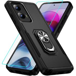 for Moto G Stylus 5G 2024 Case with Screen Protector: Shockproof Military-Grade Heavy Duty with Ring Kickstand Phone Case for - Motorola G Stylus 5G 2024 Black