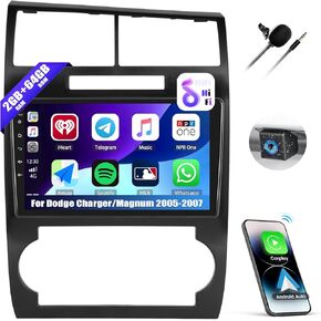 [2+64G] Android 13 Car Stereo for Dodge Charger/Magnum 2005-2007 with Wireless Carplay&Android Auto,9 Inch Touch Screen Car Radio with Mirror Link GPS WiFi Bluetooth FM/RDS SWC EQ HiFi+Backup Camera