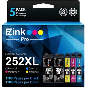 E-Z Ink Pro 252XL Remanufactured Ink Cartridges Replacement for Epson 252 T252 XL to use with Workforce WF-7720 WF-3640 WF-7710 WF-3620 WF-7210 WF-7610 WF-7620 (2 Black 1 Cyan 1 Magenta 1 Yellow)