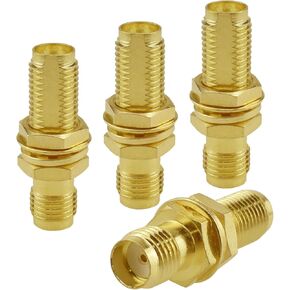 4 Pack SMA Female to SMA Female Adapter, Bulkhead Panel Mount Coaxial Antennas Connector Straight for 4G Antennas WiFi/GPS Antenna/Wireless LAN Devices