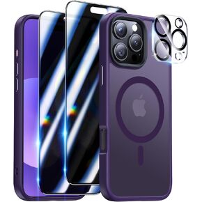 Meifigno Case for iPhone 16 Pro Max 6.9", [with 2X Privacy Screen Protectors & 1X Lens Protector] [Compatible with MagSafe] [15FT Military Drop Protection] Shockproof Case for iPhone 16 ProMax, Black