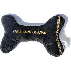 2-in-1 Interactive Plush Dog Toy, Stuffed Squeaky Enrichment Chew Toys, Fashion Designer Parody Dog Toy, Squeaker and Rubber Bone Inside | Yves Saint Le-Rawr