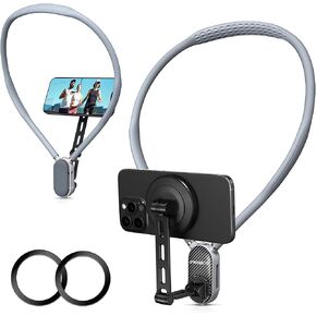 Magnetic Neck Phone Holder for Recording, Hands-Free POV/Vlog Video Filming, Content Creator Essentials for Indoor/Outdoor, Cooking/Riding, Neck Mount for iPhone Cell Phone Android GoPro, 650mm