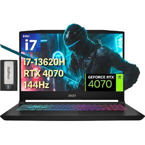 MSI Katana 15.6" 144Hz FHD Gaming Laptop, Intel i7-13620H, 64GB DDR5, 4TB PCIe SSD, 4 Zone RGB Keyboard, Number Pad, NVIDIA GeForce RTX 4070, Windows 11 Pro, Black, 256GB Docking Station Set